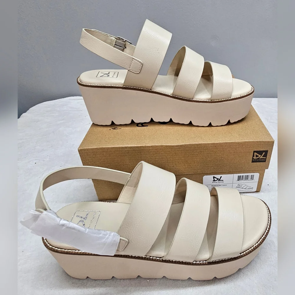 Women's DIRTY LAUNDRY Cream Platform Wedge Sandals SZ 9.5 NEW - Picture 3 of 10